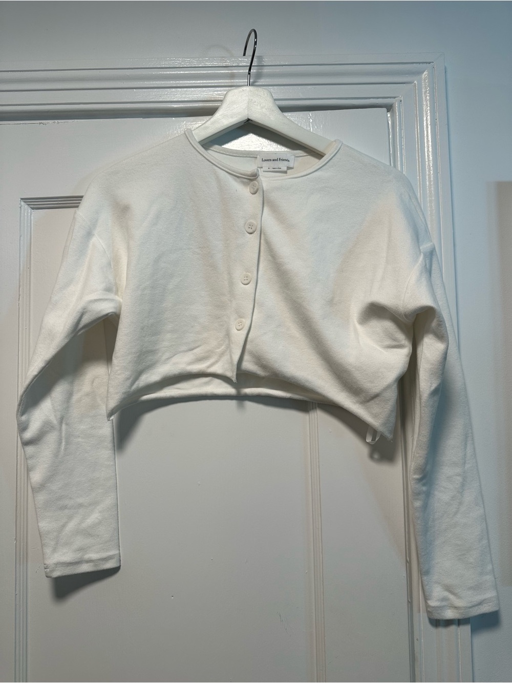 Lovers + Friends White Cropped Button Cardigan